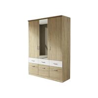 kindermoebel-24shop Kleiderschrank Joris braun-weiß Eiche Sonoma 3 Türen B 136 cm