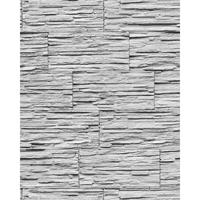 EDEM Stein Tapete  1003-32 Tapete Naturstein Bruch-Stein Mauer Optik geprägte Struktur hochwaschbar grau weiß