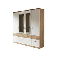 kindermoebel-24shop Kleiderschrank Joris weiß - Eiche sonoma 4 Türen B 181 cm