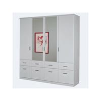 kindermoebel-24shop Kleiderschrank Dilan Weiß 4 Türen B 181 cm