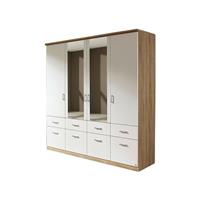 kindermoebel-24shop Kleiderschrank Dilan 18 Grau - Weiß 4 Türen B 181 cm