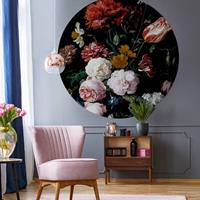 K&L WALL ART runde Fototapete Rosen Tapete Florale Blumentapete Ø 140cm