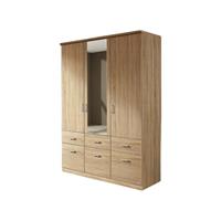 kindermoebel-24shop Kleiderschrank Dilan 3-trg + 6 Schubladen (3 kleine + 3 große) braun B 136 cm - H 199 cm - T 56 cm