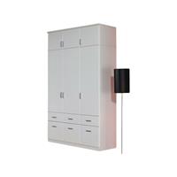 kindermoebel-24shop Kleiderschrank Dilan 3-trg mit Aufsatz + 6 Schubladen 3-trg weiß B 136 cm - H 199 cm - T 56 cm