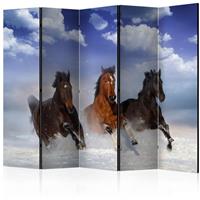 ARTGEIST 5teiliges Paravent Horses in the Sno cm 225x172 