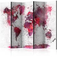 ARTGEIST 5teiliges Paravent World Map Red Wa cm 225x172 