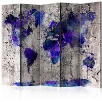 ARTGEIST 5teiliges Paravent World Map Ink Bl cm 225x172 