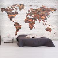 ARTGEIST Fototapete World Map Brick Wall cm 350x245 