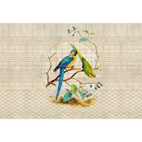 A.S. CREATIONS A.s.creations - DD122436 voliere3 Walls by Patel 3 vögel blumen tiere modern 270 x 400 cm (4 Teile) | Fototapeten Online-Shop - Beige / Crème, Orange