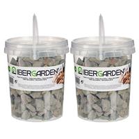 IBERGARDEN 2x pakjes decoratie steentjes/kiezels grijs klein 1,5 kg -