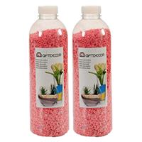 Giftdecor 2x pakjes decoratie steentjes/kiezeltjes fijn fuchsia roze 1,5 kg -