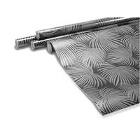 4x Rollen folie inpakpapier/cadeaupapier metallic zwart/zilver met bladeren 70 x 200 cm -