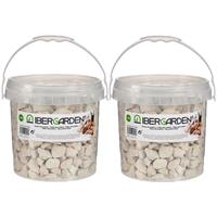 IBERGARDEN 2x pakjes decoratie steentjes/kiezels beige grof 3 kg -