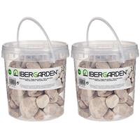 IBERGARDEN 2x pakjes decoratie stenen/kiezels terracotta 2 kg -