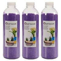 Giftdecor 3x pakjes hobby/decoratiezand lila paars 1,5 kg -
