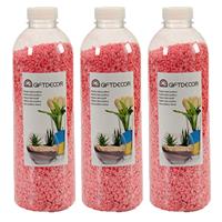 Giftdecor 3x pakjes decoratie steentjes/kiezeltjes fijn fuchsia roze 1,5 kg -