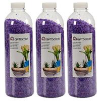 Giftdecor 3x pakjes decoratie steentjes/kiezeltjes fijn lila paars 1,5 kg -
