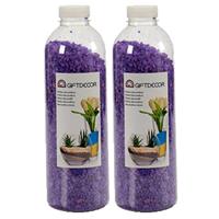 Giftdecor 4x pakjes decoratie steentjes/kiezeltjes fijn lila paars 1,5 kg -