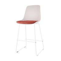 Nolon Nino wit barkruk 65 cm - Witte zitting met terracotta rood zitkussen