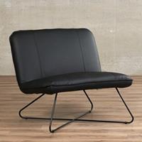 ShopX Leren fauteuil smile zwart, zwart leer, zwarte stoel