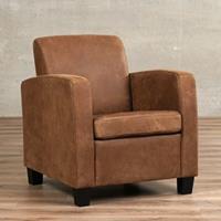 ShopX Leren fauteuil joy bruin, bruin leer, bruine stoel