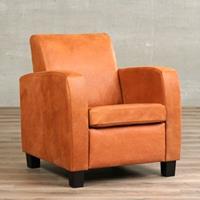 ShopX Leren fauteuil joy oranje, oranje leer, oranje stoel