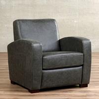 ShopX Leren fauteuil kindly grijs, grijs leer, grijze stoel