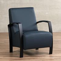 ShopX Leren fauteuil glory blauw, blauw leer, blauwe stoel
