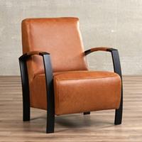 ShopX Leren fauteuil glory bruin, bruin leer, bruine stoel