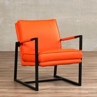 ShopX Leren fauteuil secret oranje, oranje leer, oranje stoel