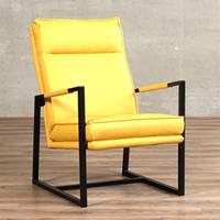 ShopX Leren fauteuil square geel, geel leer, gele stoel