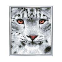 Crystal Art "Picture Frame Kit" 21x25 cm Snow Leopard" with silver frame (Full Painting)