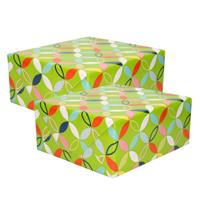 Shoppartners 5x Inpakpapier/cadeaupapier groen met bloem figuren motief 200 x 70 cm rol -