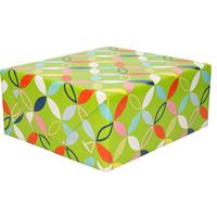 1x Inpakpapier/cadeaupapier groen met bloem figuren motief 200 x 70 cm rol -