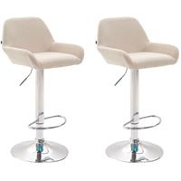 CLP 2er Set Barhocker Braga Stoff-creme-Chrom