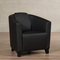 ShopX Leren fauteuil press zwart, zwart leer, zwarte stoel