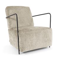 Kave Home Gamer fauteuil in beige chenille en metaal met zwarte afwerking