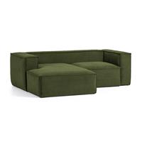 Kave Home Loungebank 'Blok' Rib, Links, kleur Donkergroen