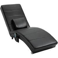 HOMCOM Liegesessel Fernsehsessel mit Zero-G Design Lounge Sessel Kunstleder Massage MDF Metall Schaumstoff Schwarz 58 x 163 x 87 cm - schwarz
