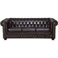 KÜCHEN PREISBOMBE Edles Chesterfield Sofa 3 Sitzer in Kunstleder Vintage braun Couch Polstersofa