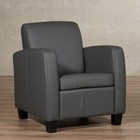ShopX Leren fauteuil joy grijs, grijs leer, grijze stoel