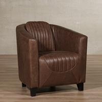 ShopX Leren fauteuil press special bruin, bruin leer, bruine stoel