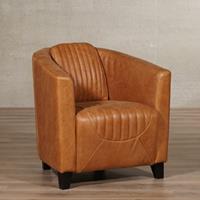ShopX Leren fauteuil press special bruin, bruin leer, bruine stoel