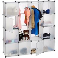 RELAXDAYS Kleiderschrank Stecksystem, 12 Fächer, Kunststoff, großer Garderobenschrank, 145,5 x 145,5 cm, transparent