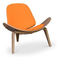PRIVATEFLOOR Skandinavisches Design CW07 Boho Clubsessel - Kunstleder Orange