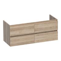 Saniclass Solution Wastafelonderkast - 120x46x50cm - 4 softclose greeploze lades - 2 sifonuitsparing - MFC - legno calore 1885