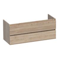 Saniclass Solution Wastafelonderkast - 120x46x50cm - 2 softclose greeploze lades - 2 sifonuitsparing - MFC - legno calore 1884