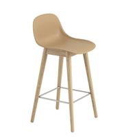 Muuto Fiber Barkruk Wood Base Backrest Ochre 65 cm.