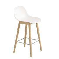 Muuto Fiber Barkruk Wood Base Backrest White 65 cm.