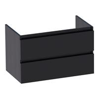 Saniclass Solution Wastafelonderkast - 80x46x50cm - 2 softclose greeploze lades - 1 sifonuitsparing - MFC - black wood 1926